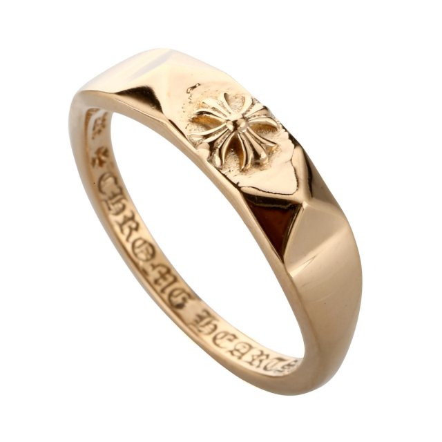 Chrome Heartsレプリカ クロムハーツ【Chrome Hearts】 K22 バブルガムリング w/ピラミッド/CHプラス 22K
